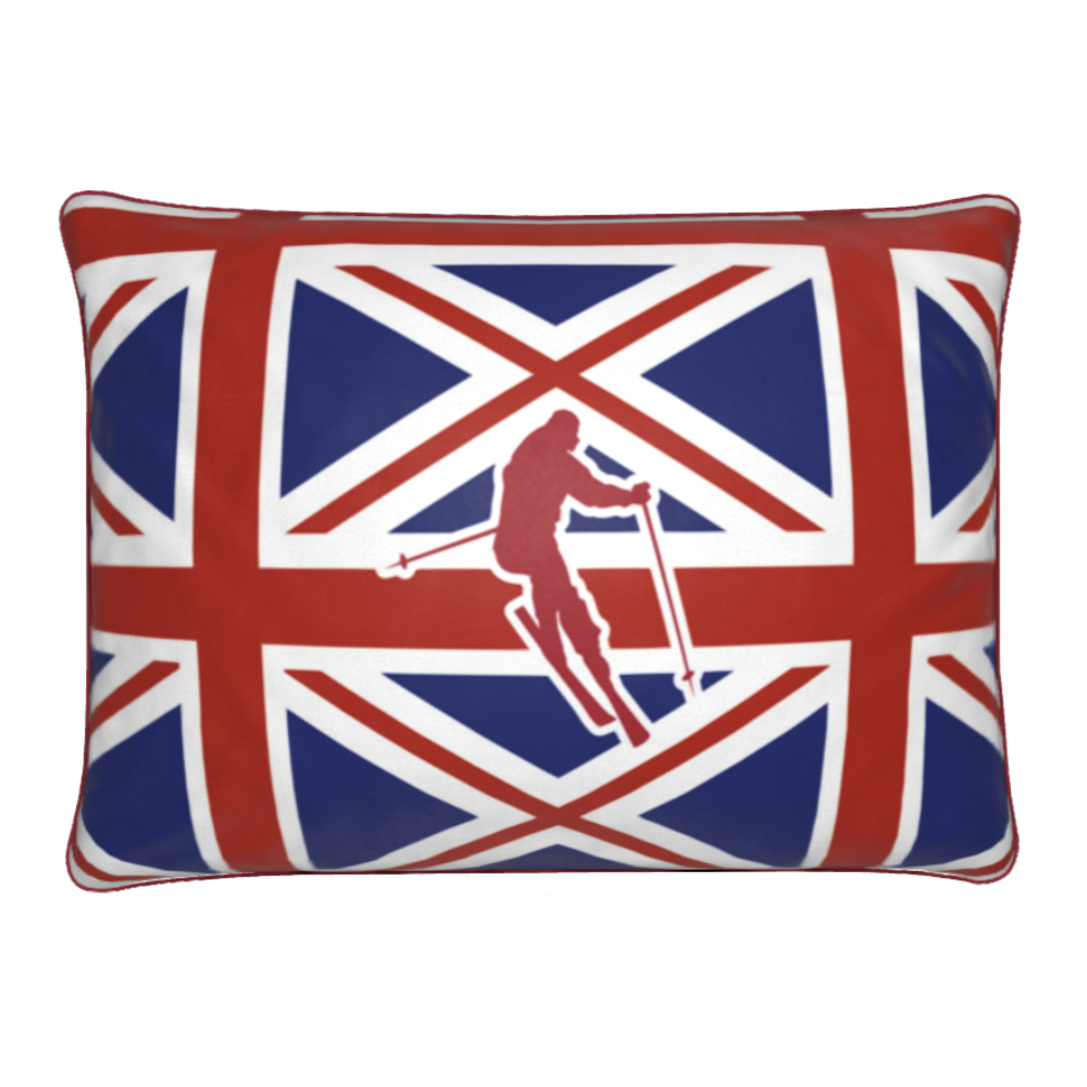 Brit Themed Red, White and Blue Soft Velvet Chalet Cushion