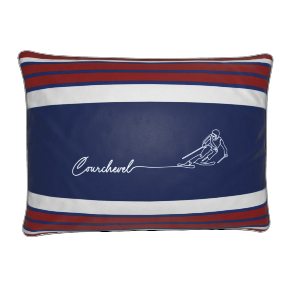 Courchevel Skier, Soft Velvet Chalet Cushion