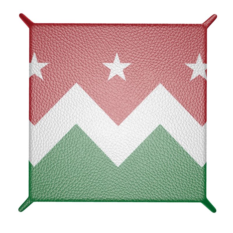 Valkenvania-Tablett aus Leder mit italienischem Motiv