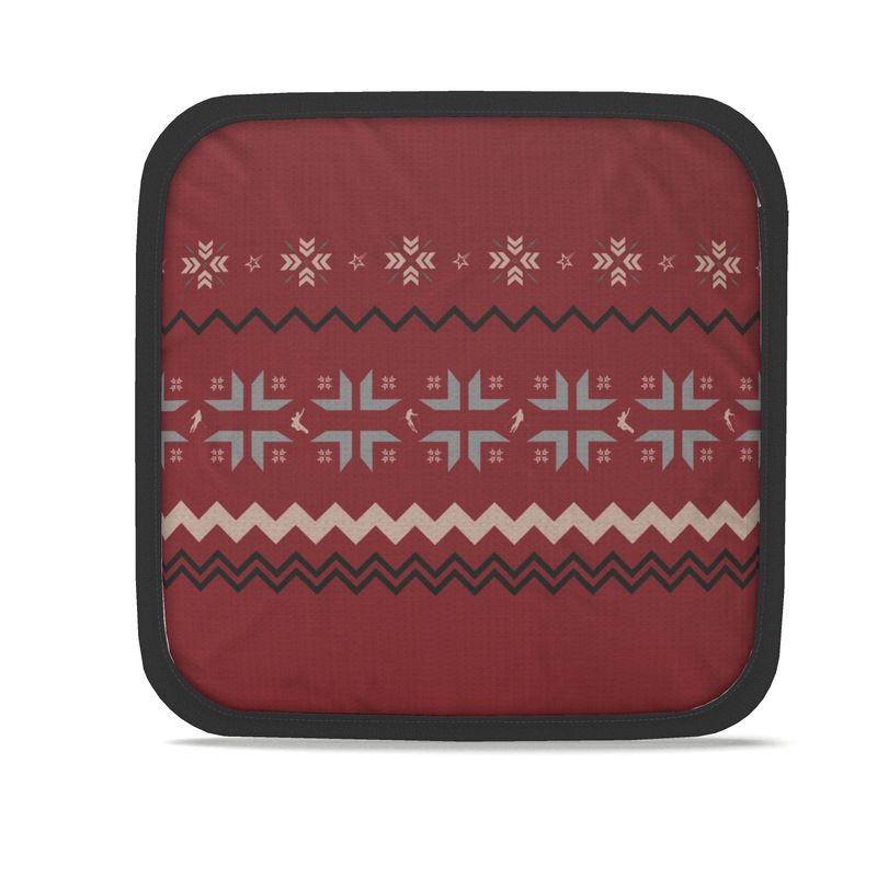 Ski Themed Burgundy Snowflake Chalet Kitchen Dish Pads