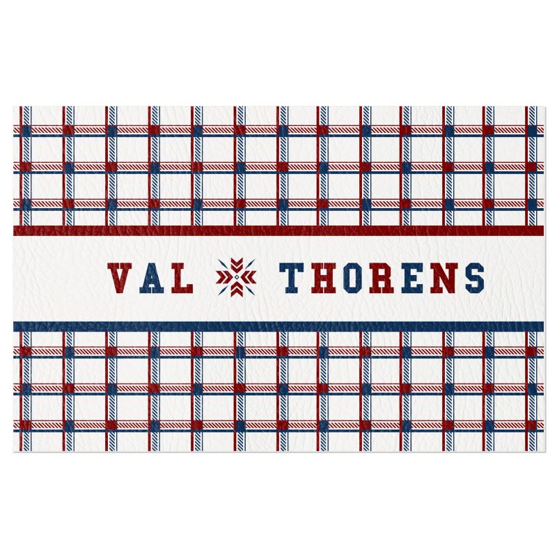 Val Thorens, Vinyl Placemats, Ski Themed, Red, White Blue, Check
