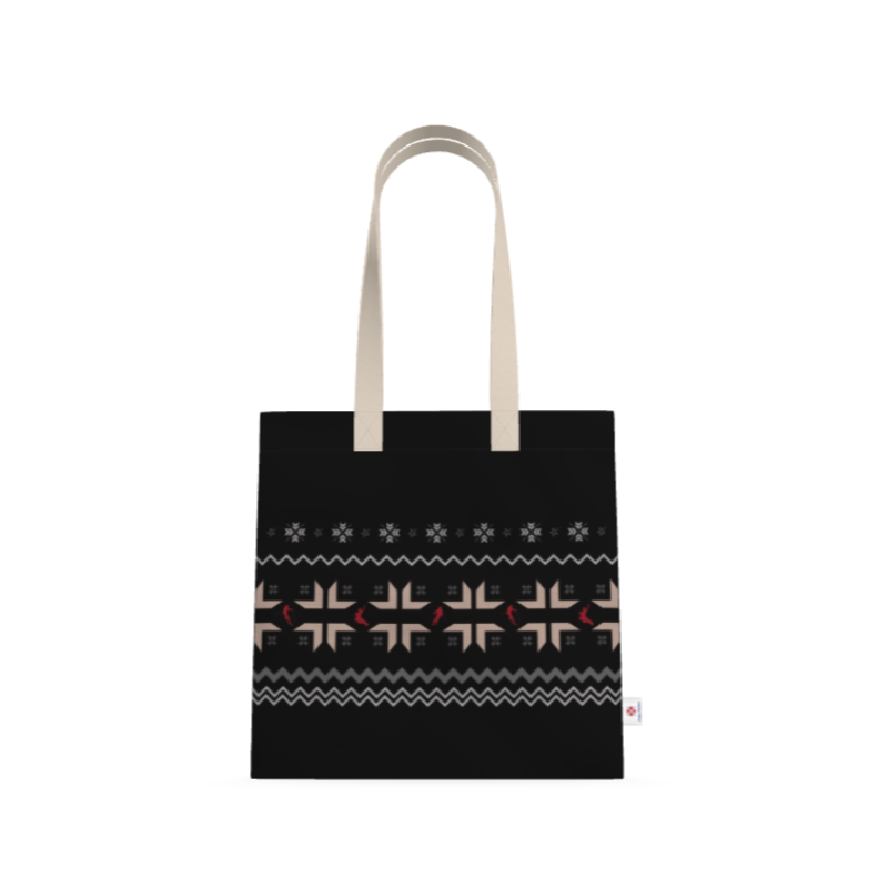 Shopping Tote, Ski Themed, Black and Beige