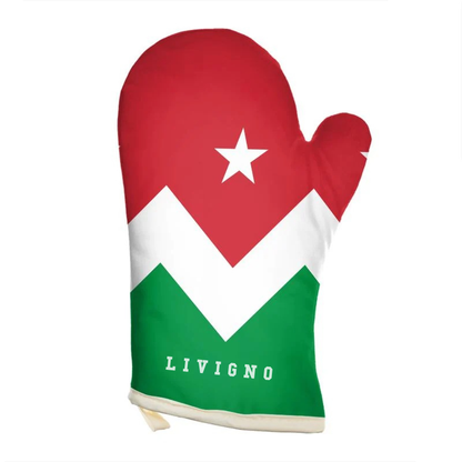 Gant de cuisine à thème chalet rouge, blanc et vert