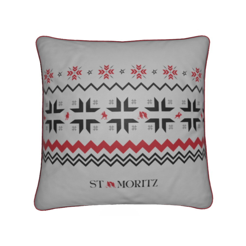 St Moritz Snow Polo Soft Velvet grey Cushion
