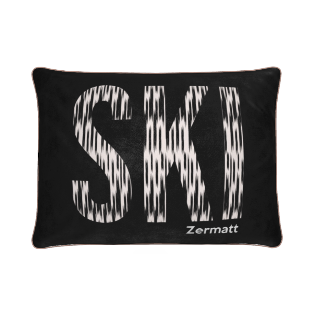 Coussin en velours doux de luxe sur le thème du ski à Zermatt, décoration de chalet 