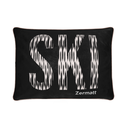 Coussin en velours doux de luxe sur le thème du ski à Zermatt, décoration de chalet 
