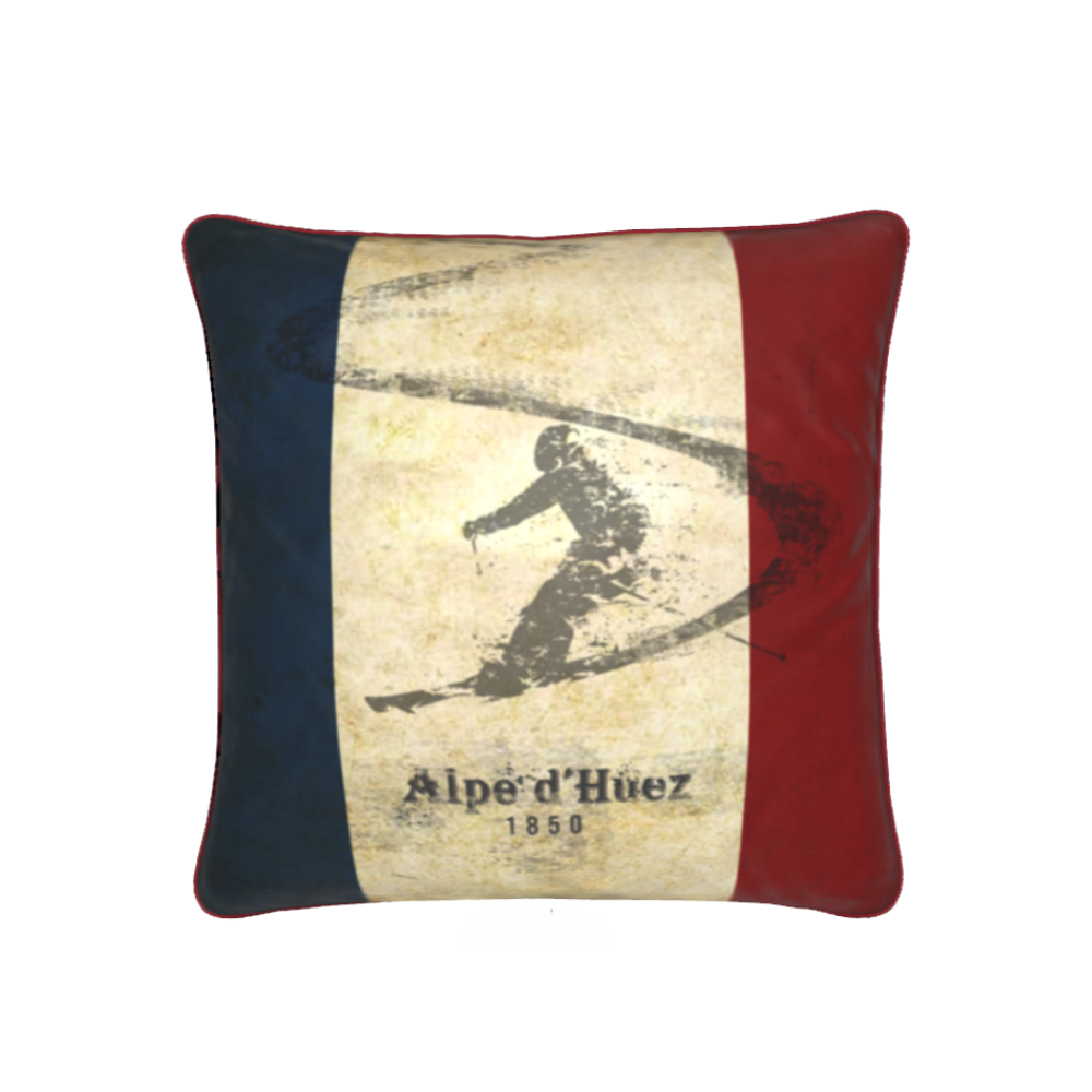 Alpe d'Huez,Vintage French Chalet Cushion