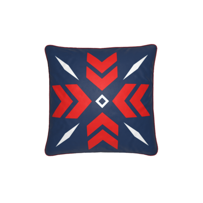 Chamonix Red and Blue Soft Velvet Chalet Cushion with Snowboarder