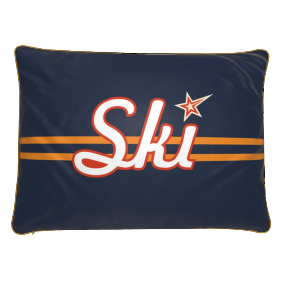 Coussin décoratif en velours doux sur le thème du ski à Niseko 
