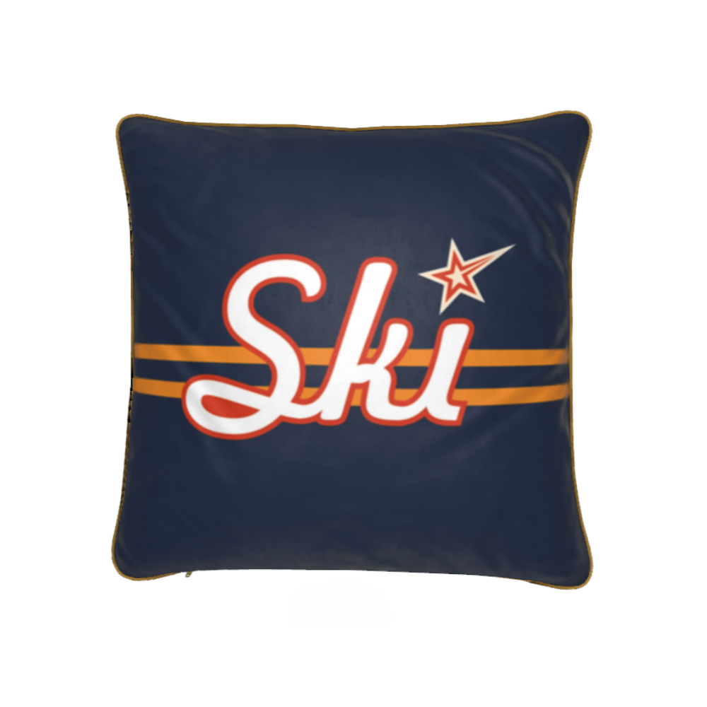 Coussin décoratif en velours doux sur le thème du ski à Niseko 