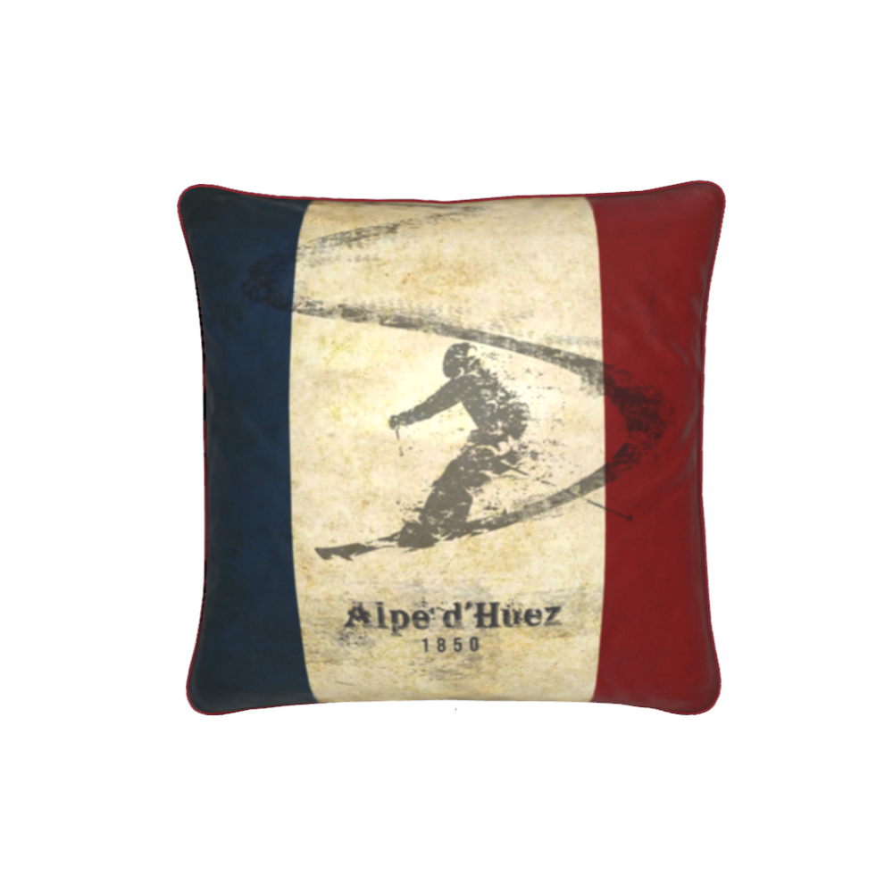 Alpe d'Huez,Vintage French Chalet Cushion