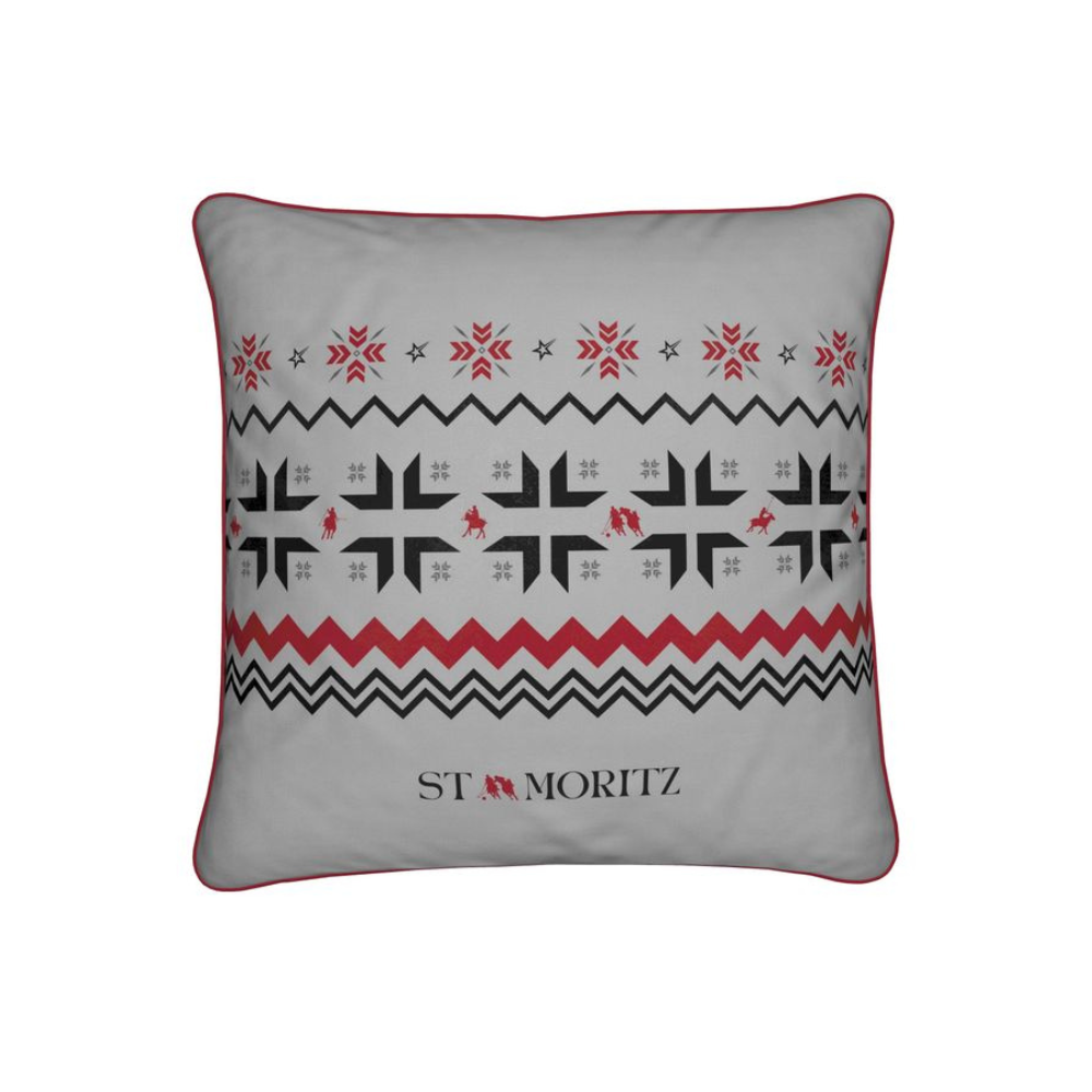 St Moritz Snow Polo Soft Velvet grey Cushion