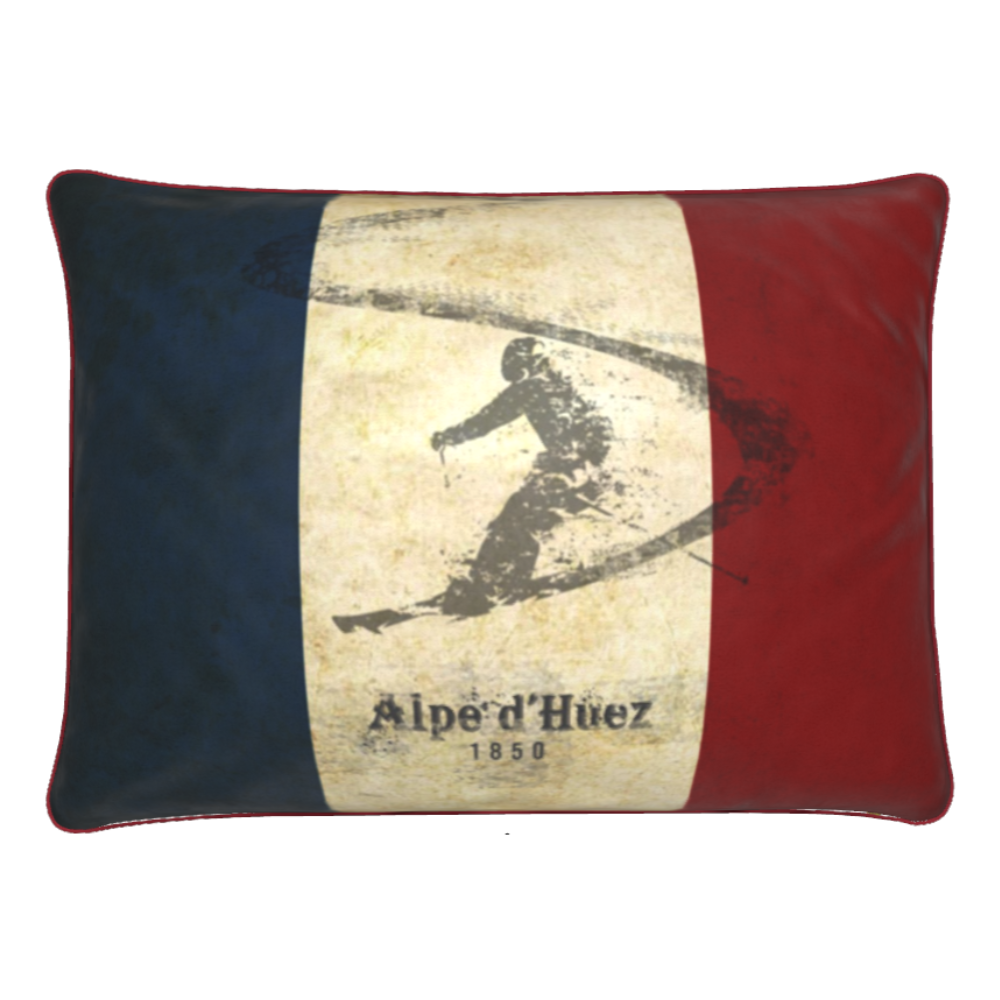 Alpe d'Huez,Vintage French Chalet Cushion