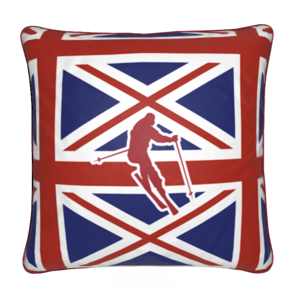 Brit Themed Red, White and Blue Soft Velvet Chalet Cushion