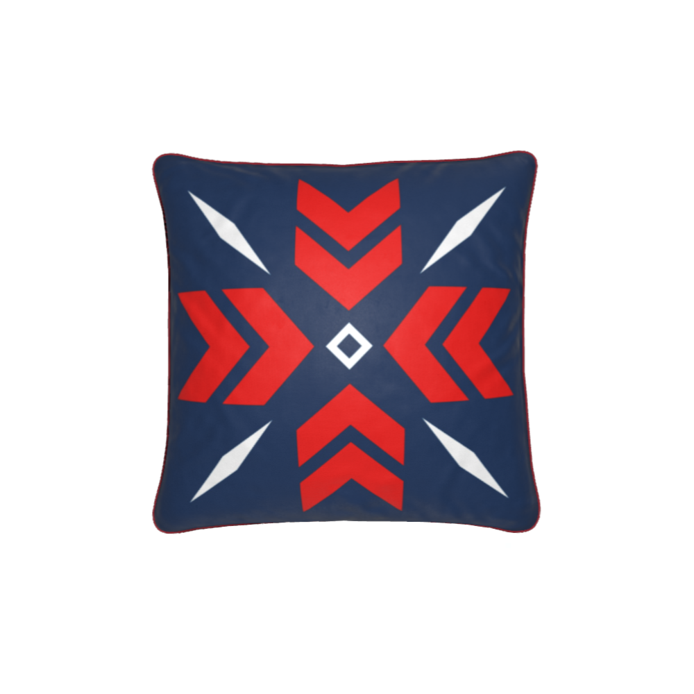 Chamonix Red and Blue Soft Velvet Chalet Cushion with Snowboarder