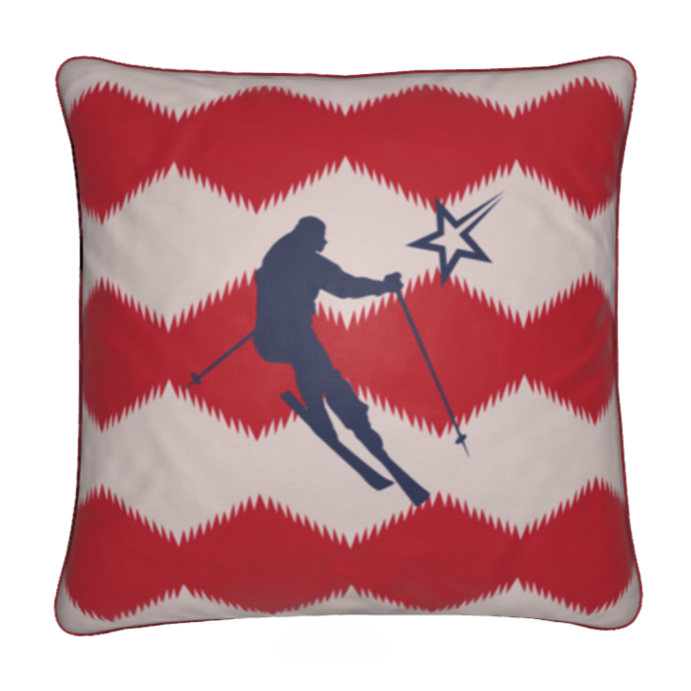 Colorado Navy and Red with Stars and Stripes Chalet Cushion