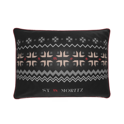 St Moritz Snow Polo Black Velvet Cushion