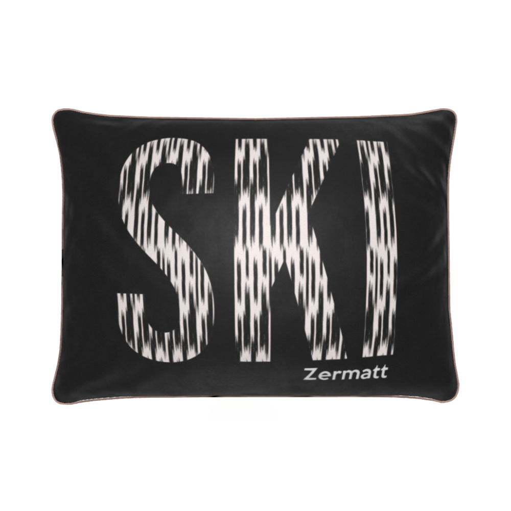 Coussin en velours doux de luxe sur le thème du ski à Zermatt, décoration de chalet 