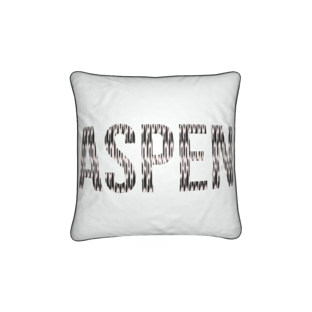 ASPEN Ski Themed, White Soft Velvet SKI Chalet / SKI Lodge Cushion