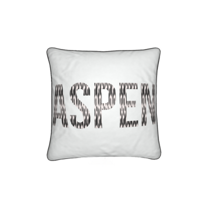 ASPEN Ski Themed, White Soft Velvet SKI Chalet / SKI Lodge Cushion