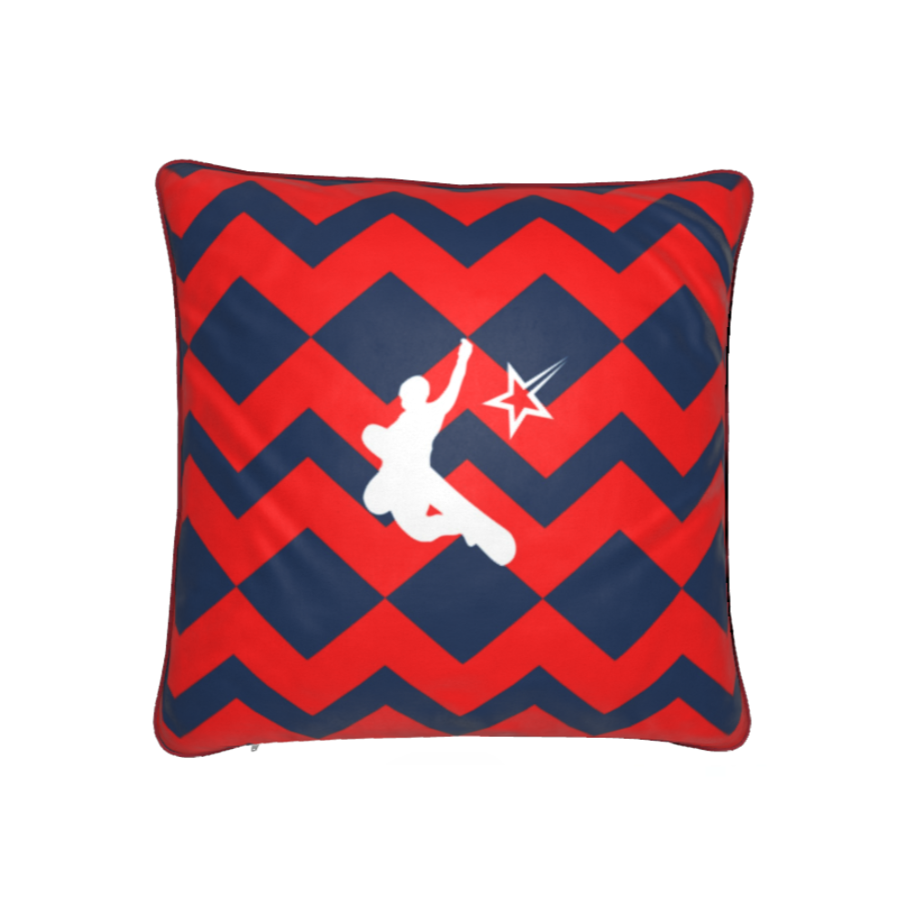 Coussin en velours pelucheux orange et bleu pour chambre à coucher du chalet