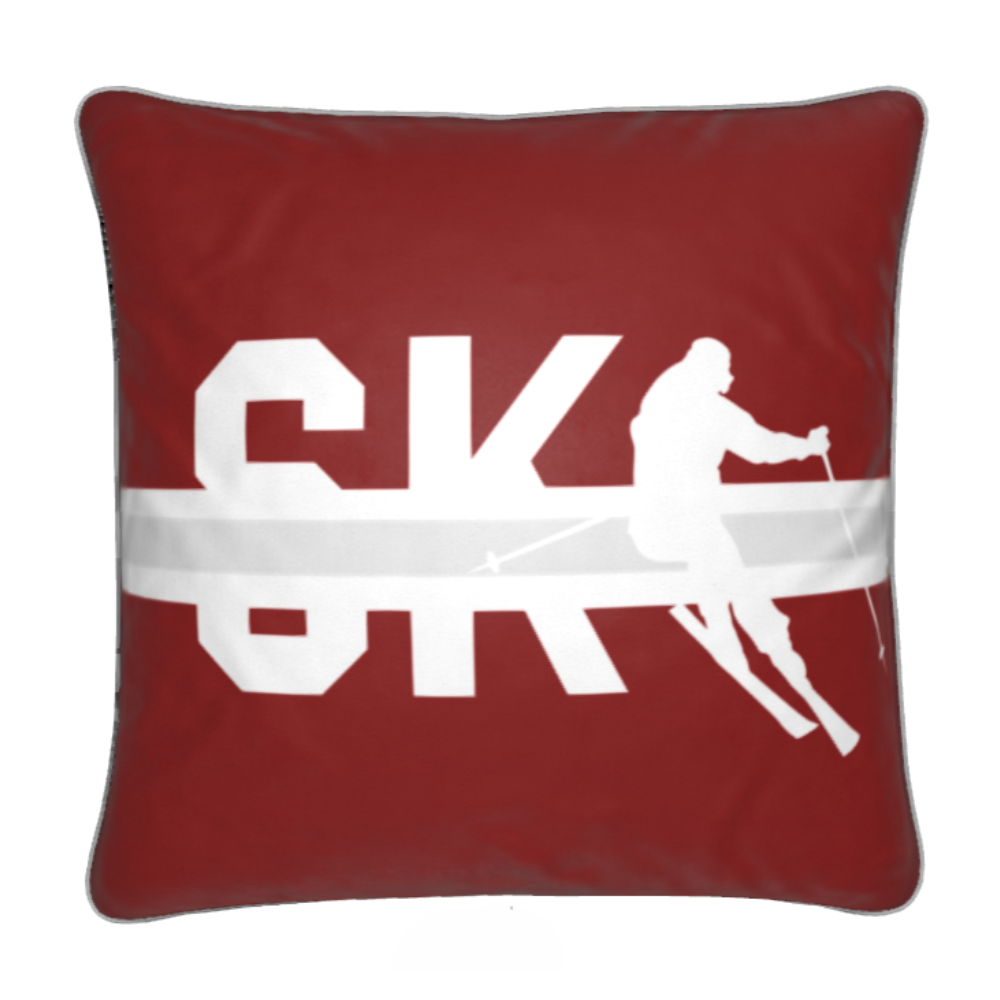 Coussin Chalet Rouge et Blanc à Thème SKI Pas De La Casa 