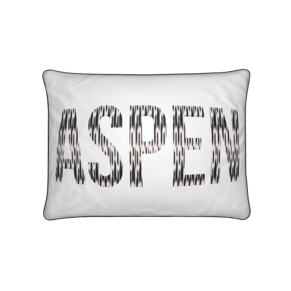 ASPEN Ski Themed, White Soft Velvet SKI Chalet / SKI Lodge Cushion