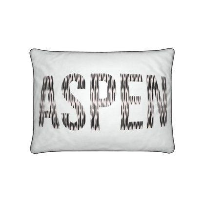 ASPEN Ski Themed, White Soft Velvet SKI Chalet / SKI Lodge Cushion
