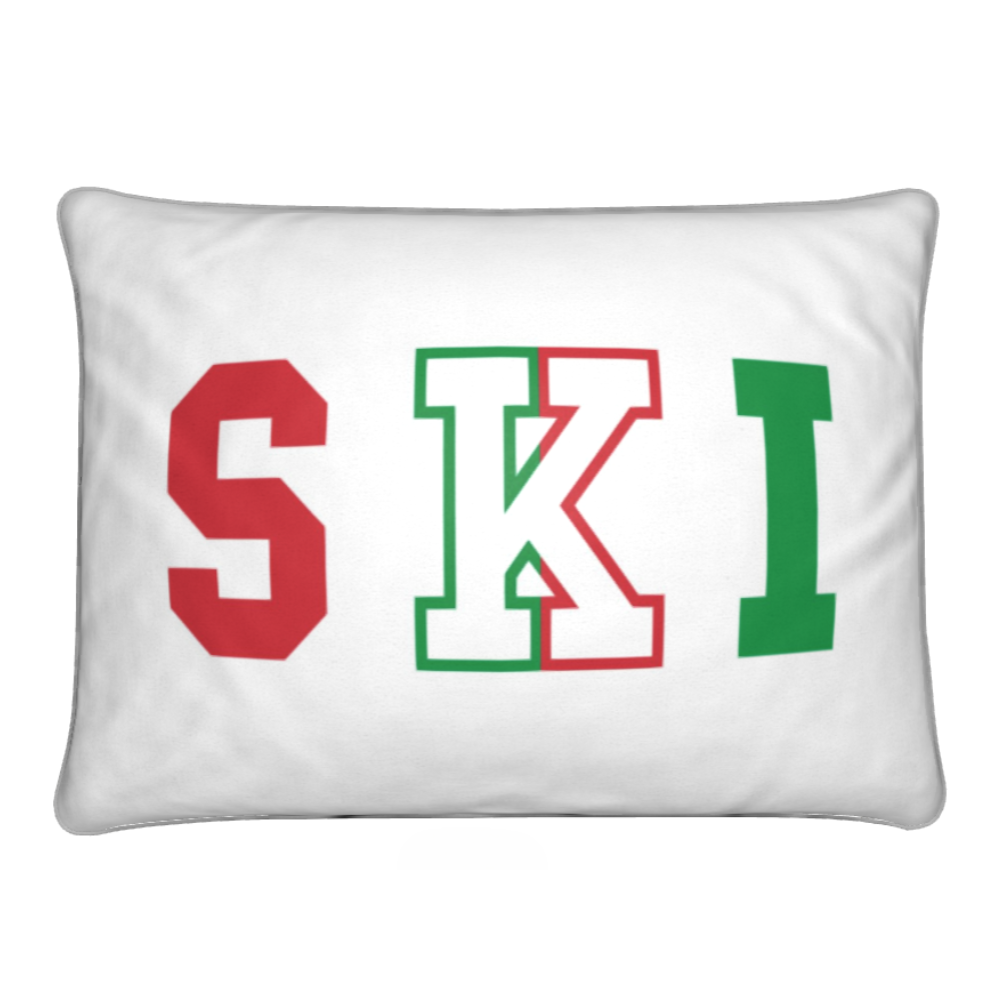 Livigno, Italian SKI Themed Red, White, Green Bunkroom Cushion