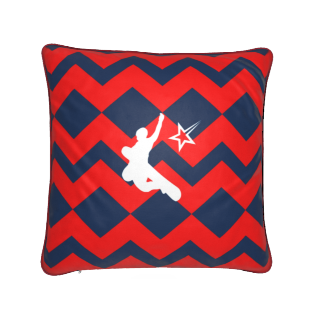 Coussin en velours pelucheux orange et bleu pour chambre à coucher du chalet