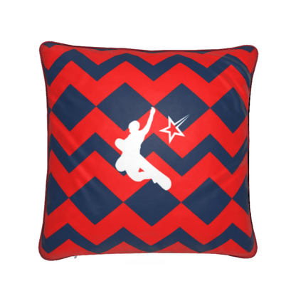 Coussin en velours pelucheux orange et bleu pour chambre à coucher du chalet
