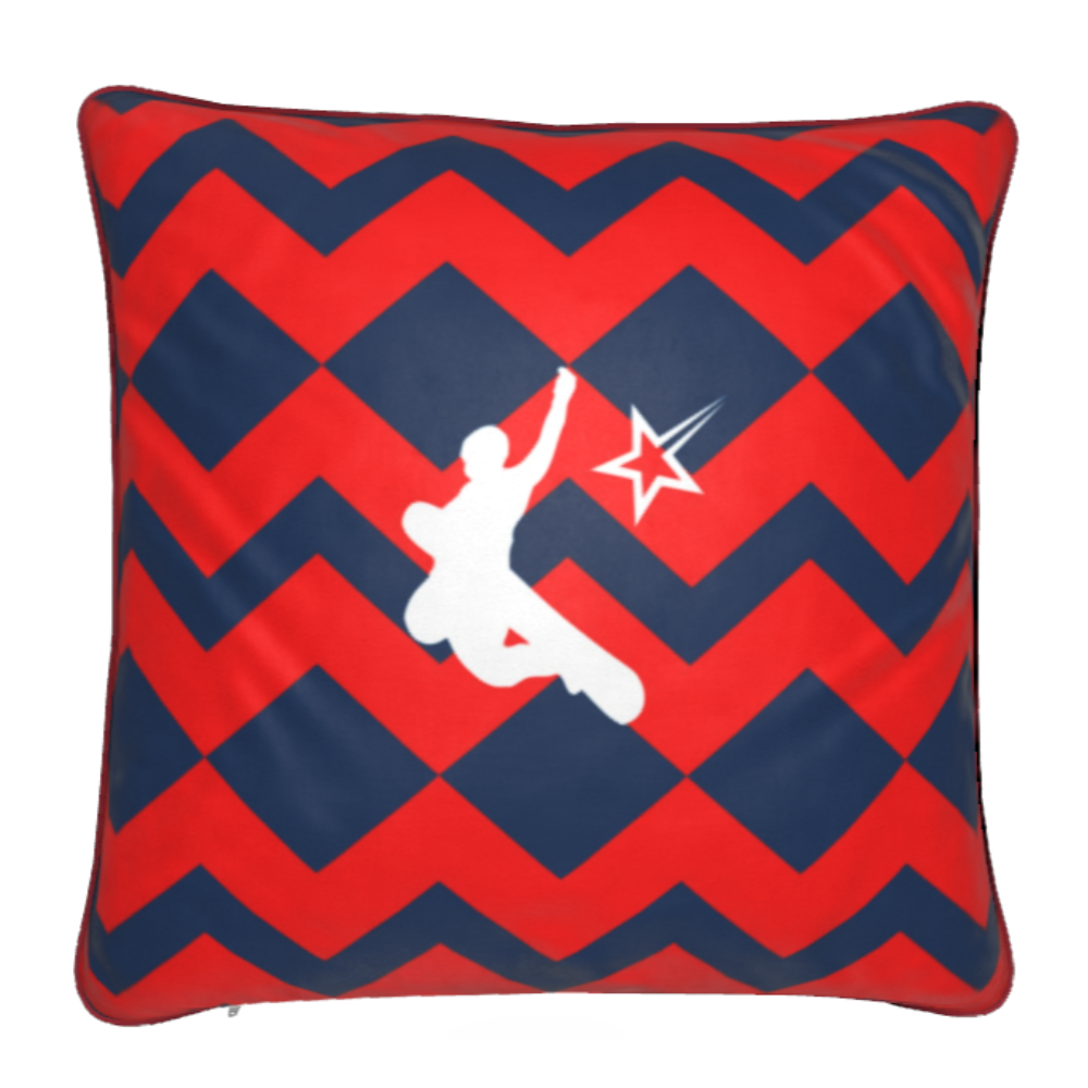 Coussin en velours pelucheux orange et bleu pour chambre à coucher du chalet