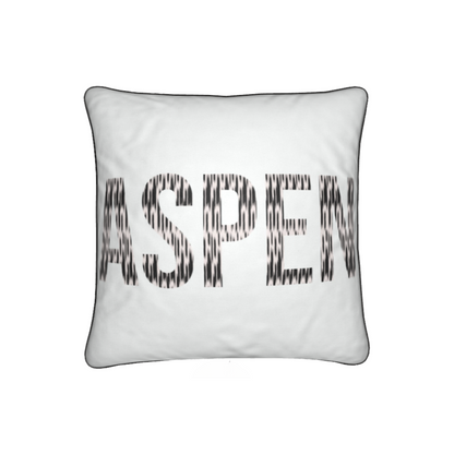ASPEN Ski Themed, White Soft Velvet SKI Chalet / SKI Lodge Cushion