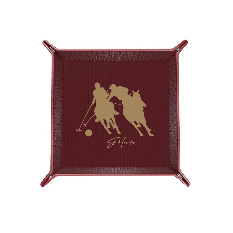 Schmucktablett aus Leder mit St. Moritz Snow Polo-Motiv