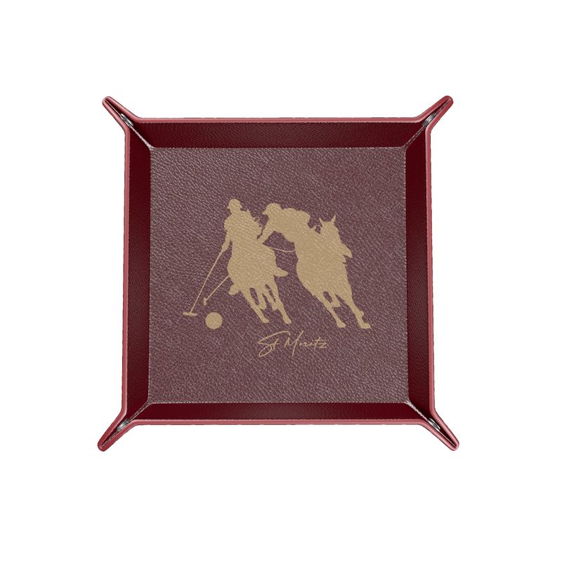 St Moritz Snow Polo Themed Leather Trinket Tray