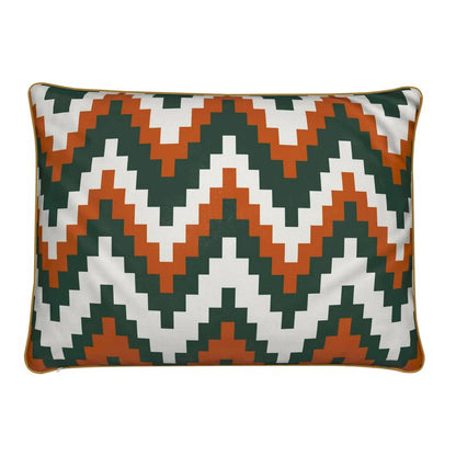 Ski Themed Soft Velvet Orange and Green Cushion