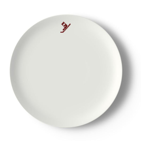 China Plates, Ski Themed, Red, Blue, Set of 4 or 8