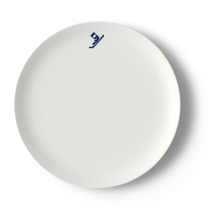 China Plates, Ski Themed, Red, Blue, Set of 4 or 8