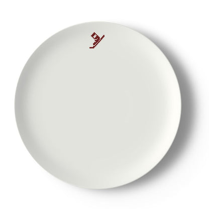 China Plates, Ski Themed, Red, Blue, Set of 4 or 8