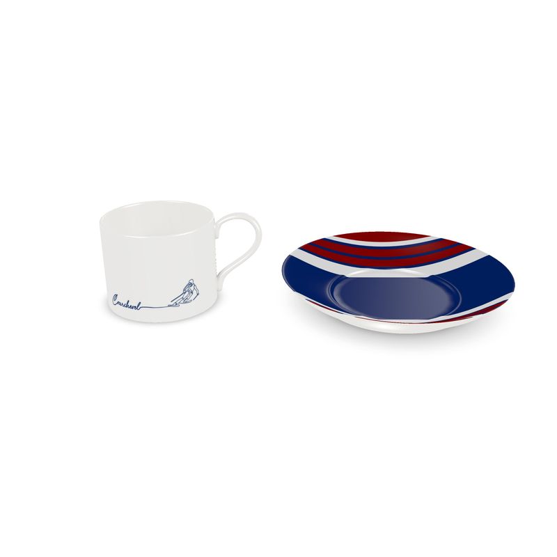 Feine Porzellan-Espressotasse und Untertasse für Chalet