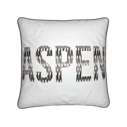 ASPEN Ski Themed, White Soft Velvet SKI Chalet / SKI Lodge Cushion