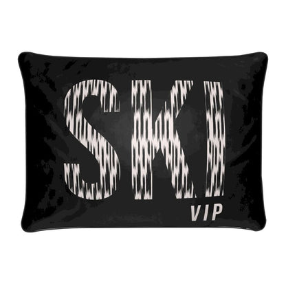 SKI VIP Black Velvet Luxury Designer Chalet Cushion