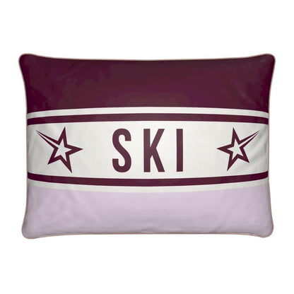 Ski Themed Velvet Pink and Burgundy Chalet Cushion