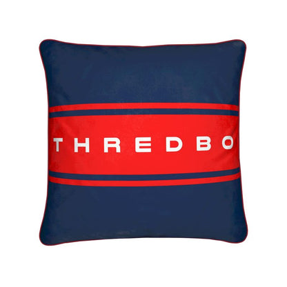 Coussin en velours pelucheux orange et bleu pour chambre à coucher du chalet