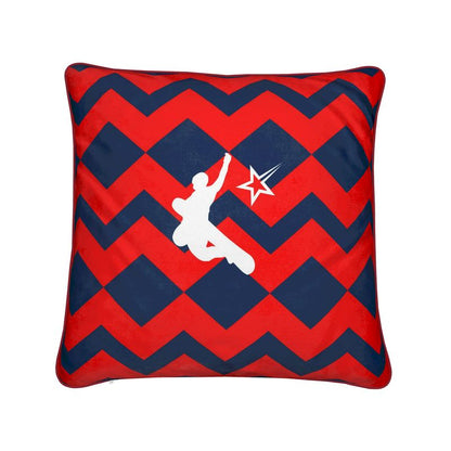 Coussin en velours pelucheux orange et bleu pour chambre à coucher du chalet