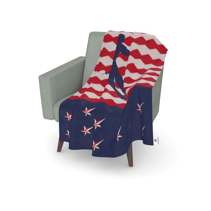 Colorado Mountains Red, white and blue Fleece Throw blanket