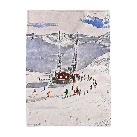 Ski Themed Tea Towel for Chalet Kitchen