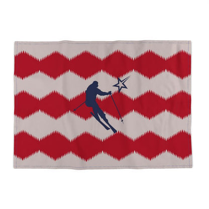 Red Stripe, Ski Themed Tea Towel for Chalet Kitchen