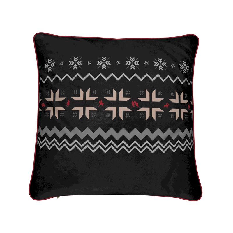 St Moritz Snow Polo Black Velvet Cushion