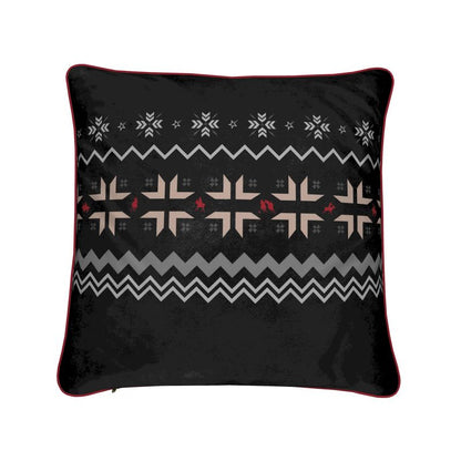 St Moritz Snow Polo Black Velvet Cushion